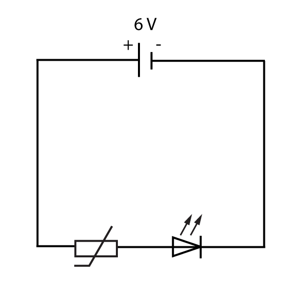 thermistor and LED in series